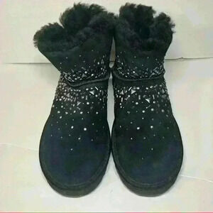UGG Classic Galaxy Mini Bling Boots Black Suede Women’s Sz 7 MSRP&180